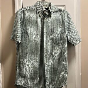 Tommy Hilfiger Green and White Casual Button Down Shirt